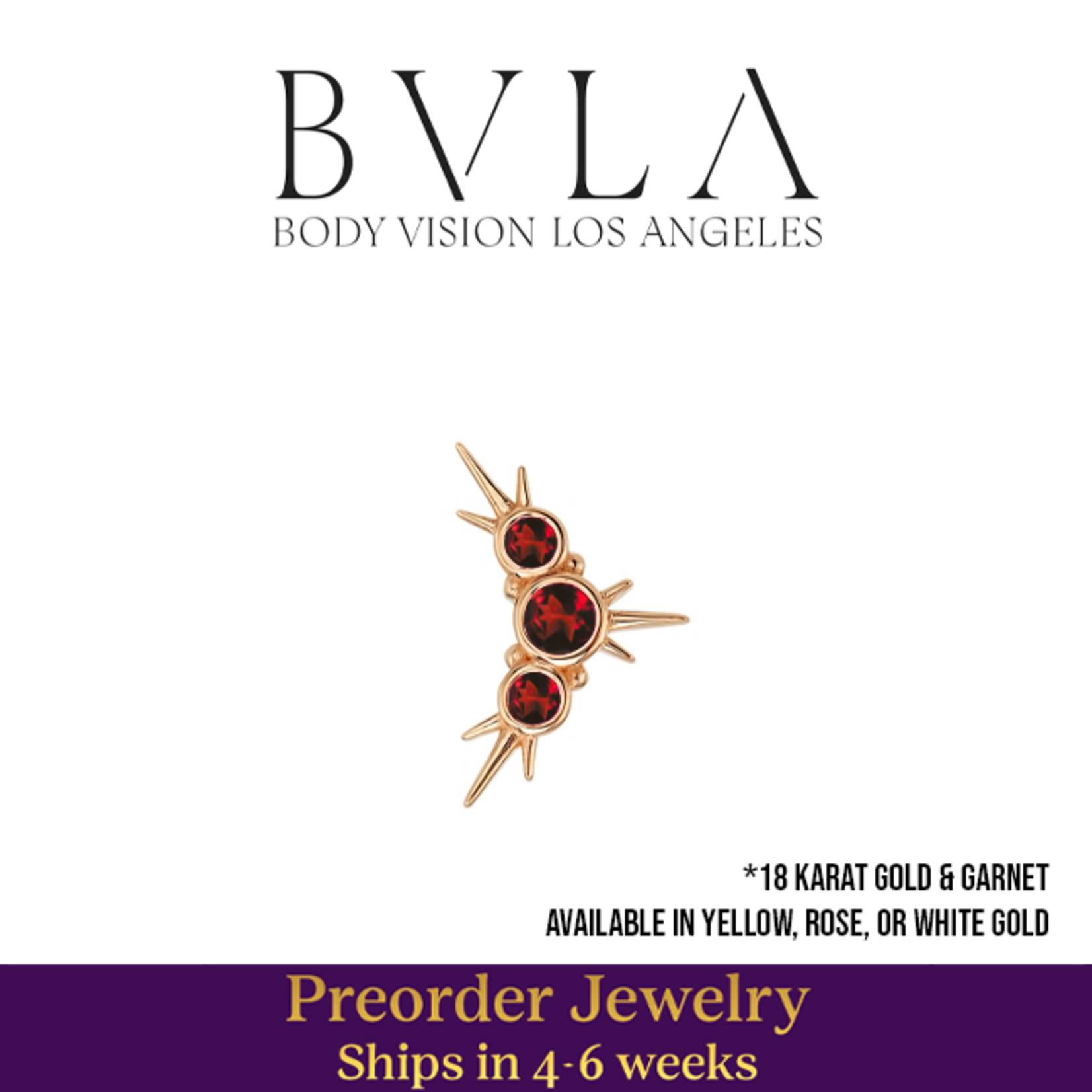 BVLA BVLA 16g 10.0mm "Judith" threaded end with 2x 1.5mm & 1x 2.0mmm AA Garnet