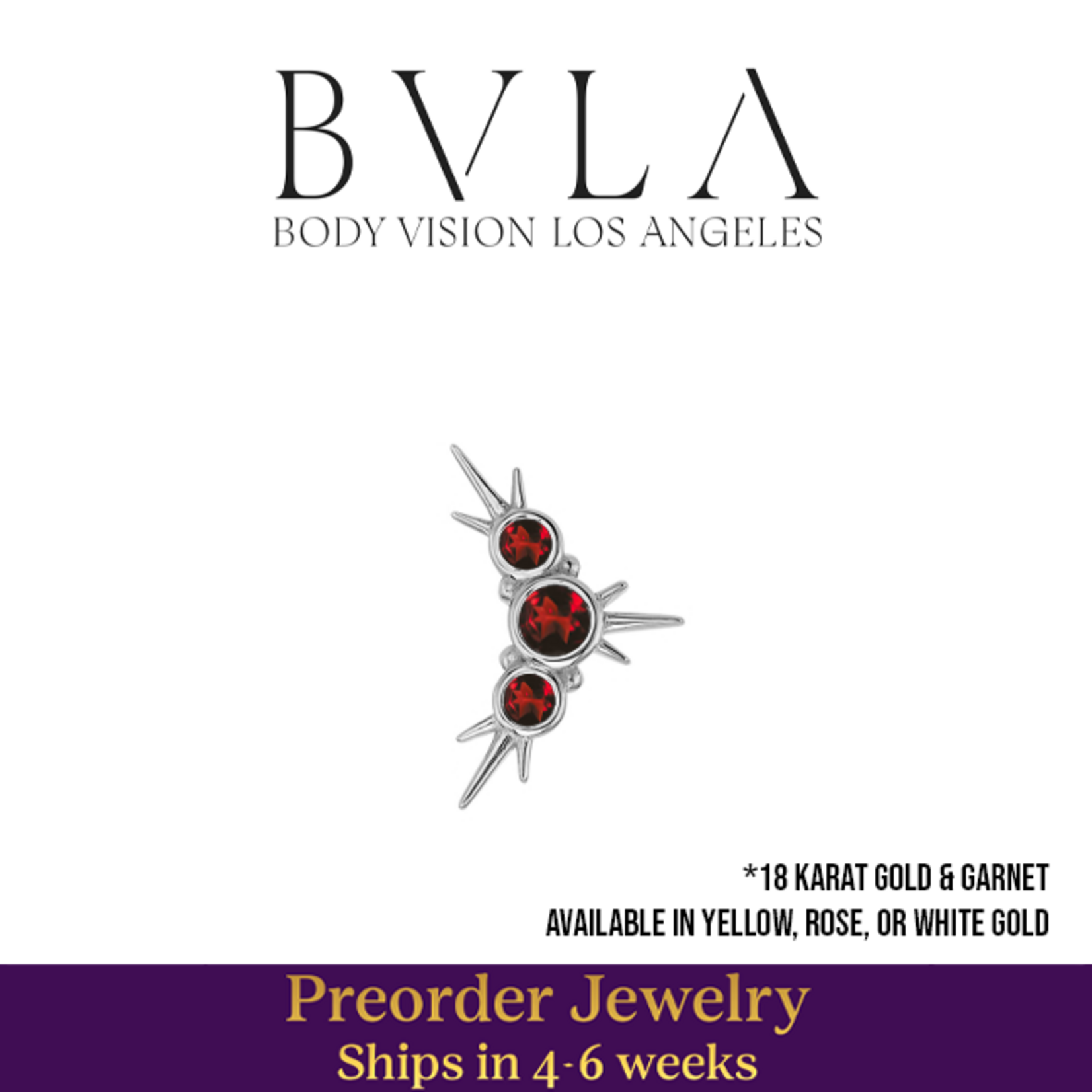 BVLA BVLA 16g 10.0mm "Judith" threaded end with 2x 1.5mm & 1x 2.0mmm AA Garnet