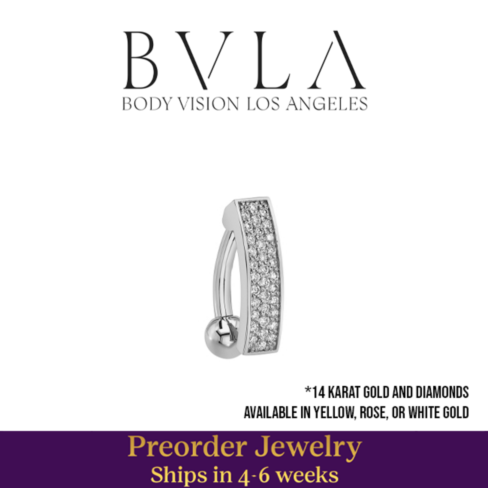 BVLA BVLA 14g "Kenari Comfort Fit" top-loader Navel Curve with 34x 1.0mm VS1 Diamonds