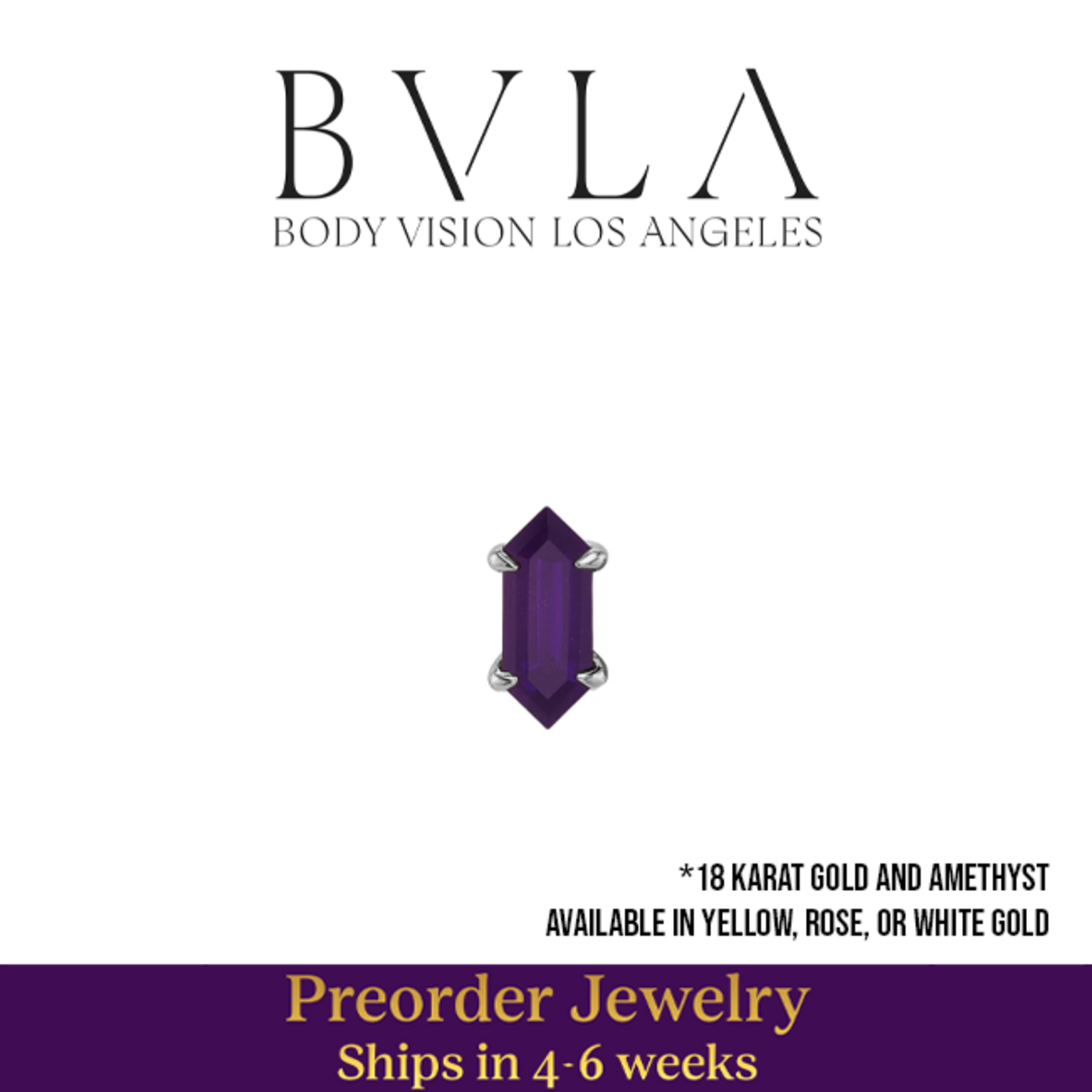 BVLA BVLA 16g 5.0x2.0mm "Deco Claw" threaded end with AA Amethyst