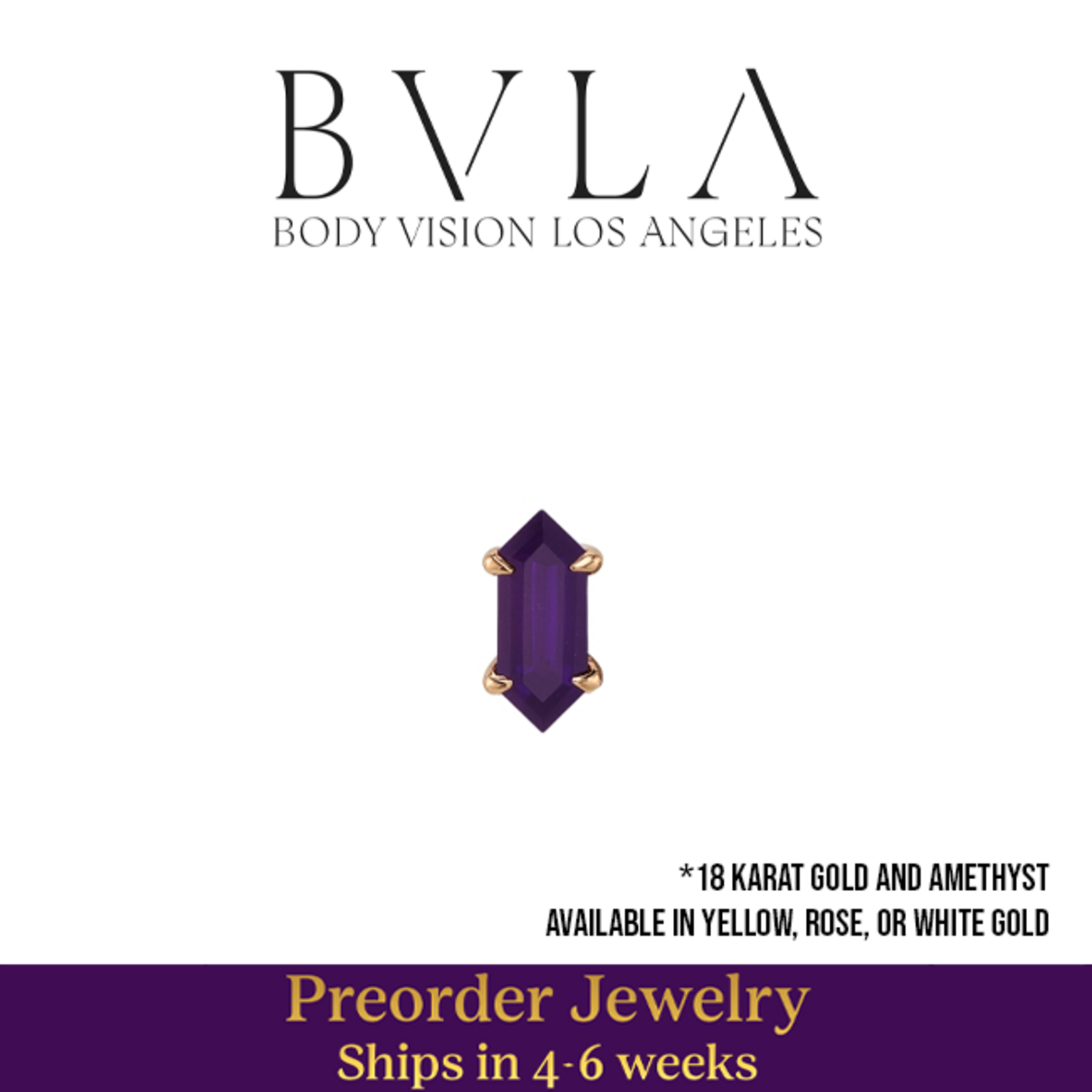 BVLA BVLA 16g 5.0x2.0mm "Deco Claw" threaded end with AA Amethyst