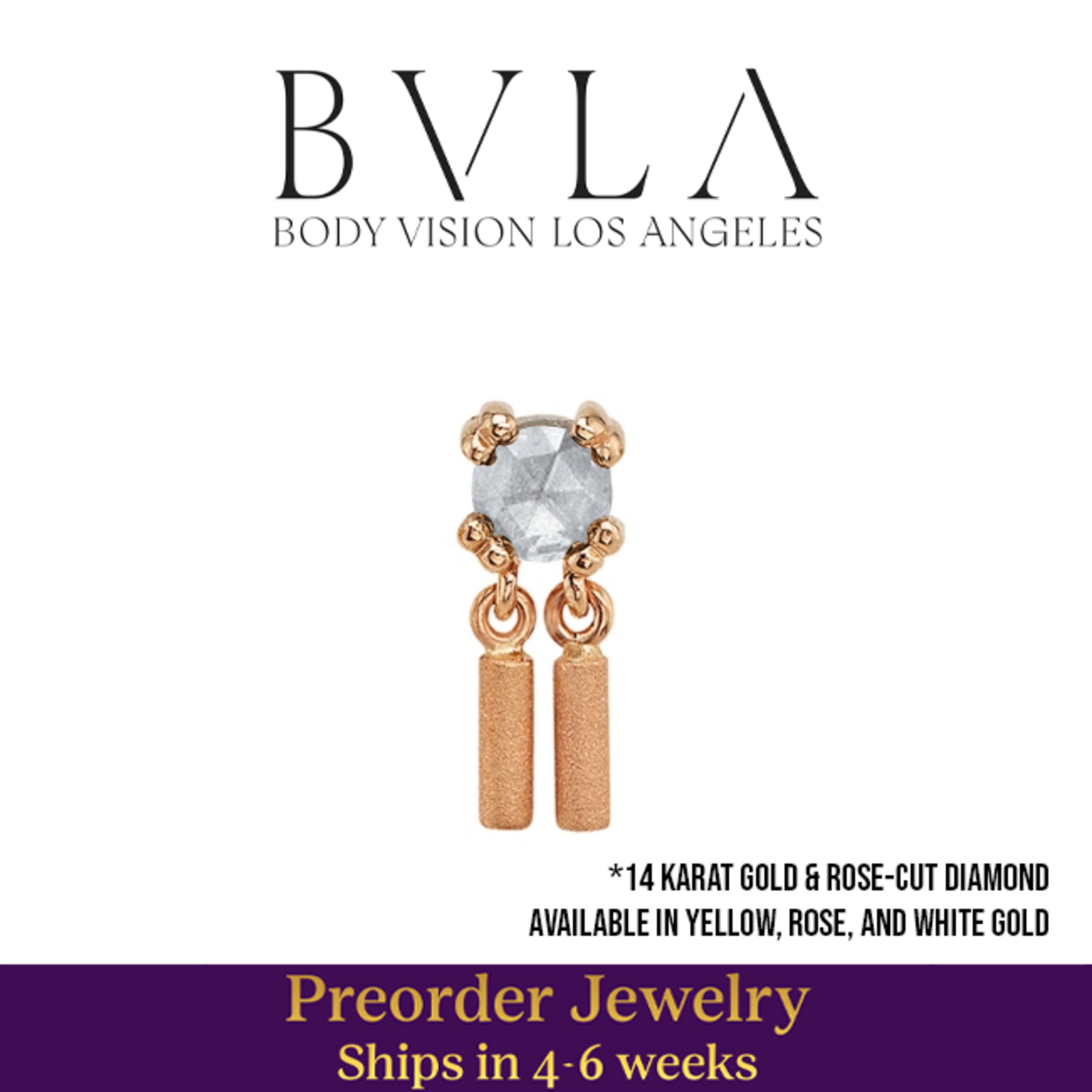BVLA BVLA "Tinsel" press-fit end with 2.5mm Rose-Cut Diamond and Sandblasted Cylinders