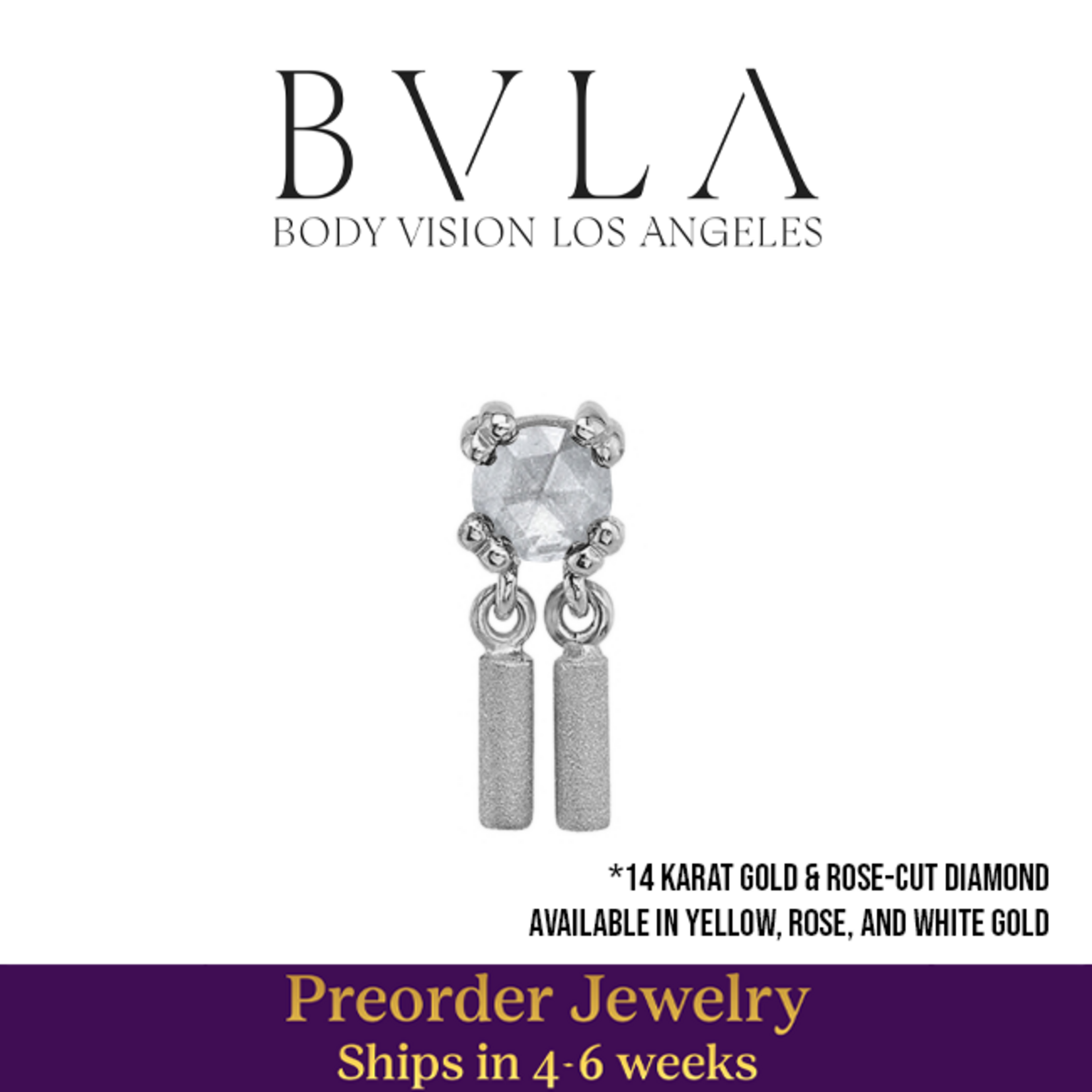 BVLA BVLA "Tinsel" press-fit end with 2.5mm Rose-Cut Diamond and Sandblasted Cylinders