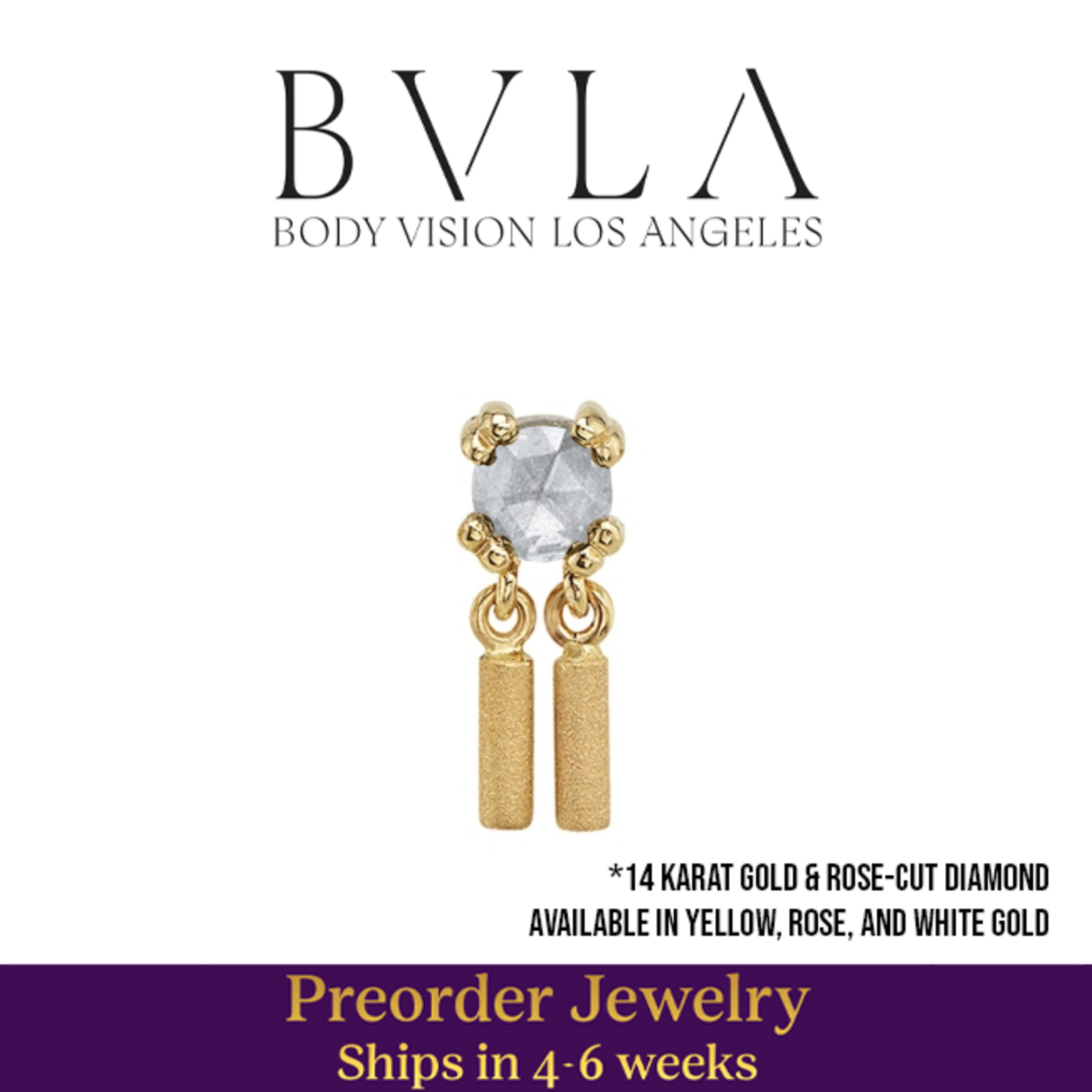 BVLA BVLA "Tinsel" press-fit end with 2.5mm Rose-Cut Diamond and Sandblasted Cylinders