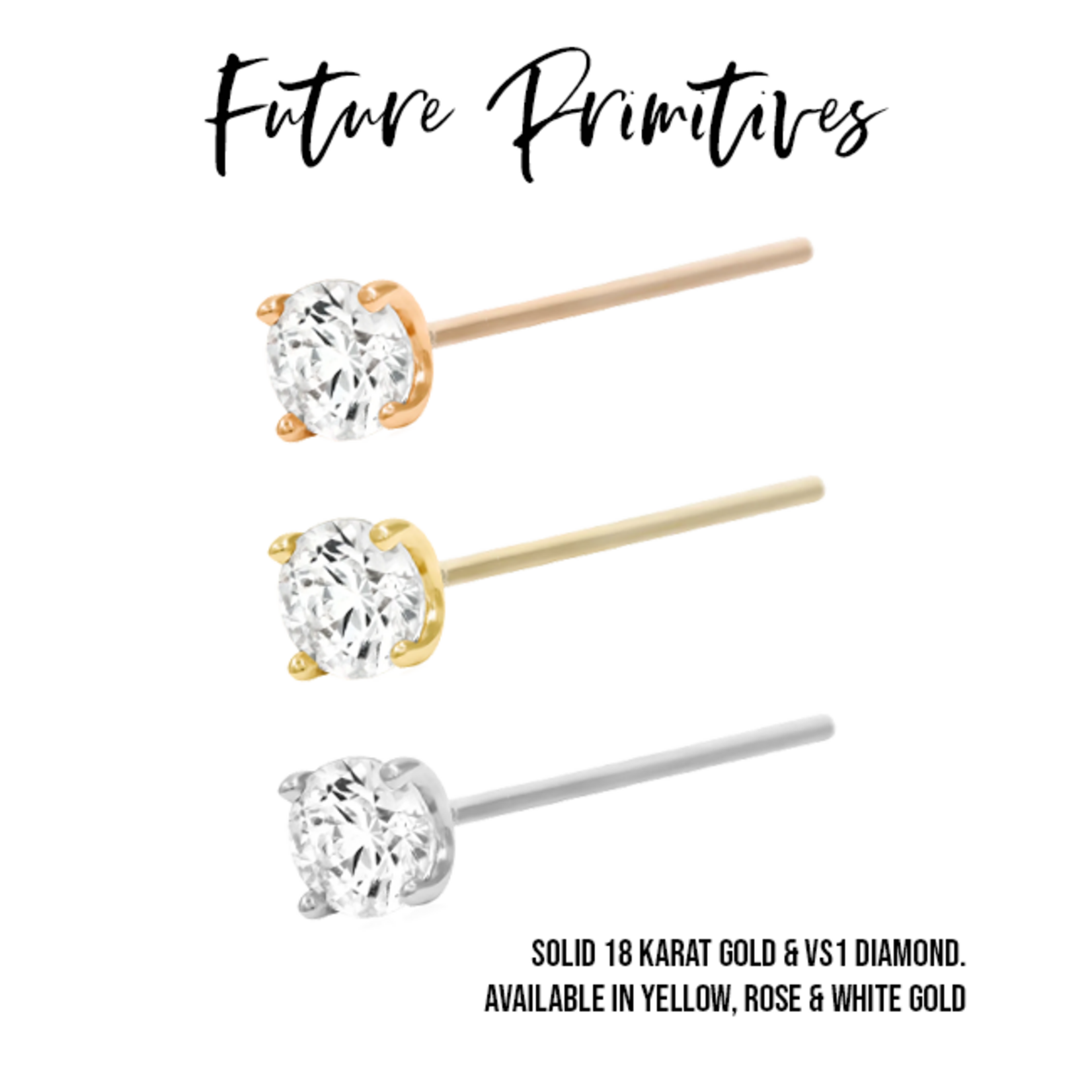 Future Primitives 20g prong-set VS1 Diamond nostril screw