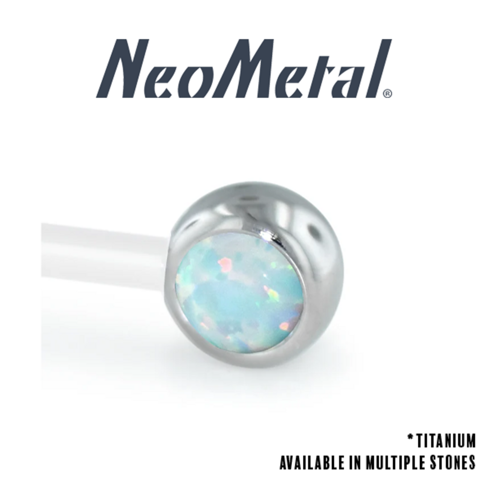Neometal Neometal 12g titanium press-fit end with cabochon side-set gemstone