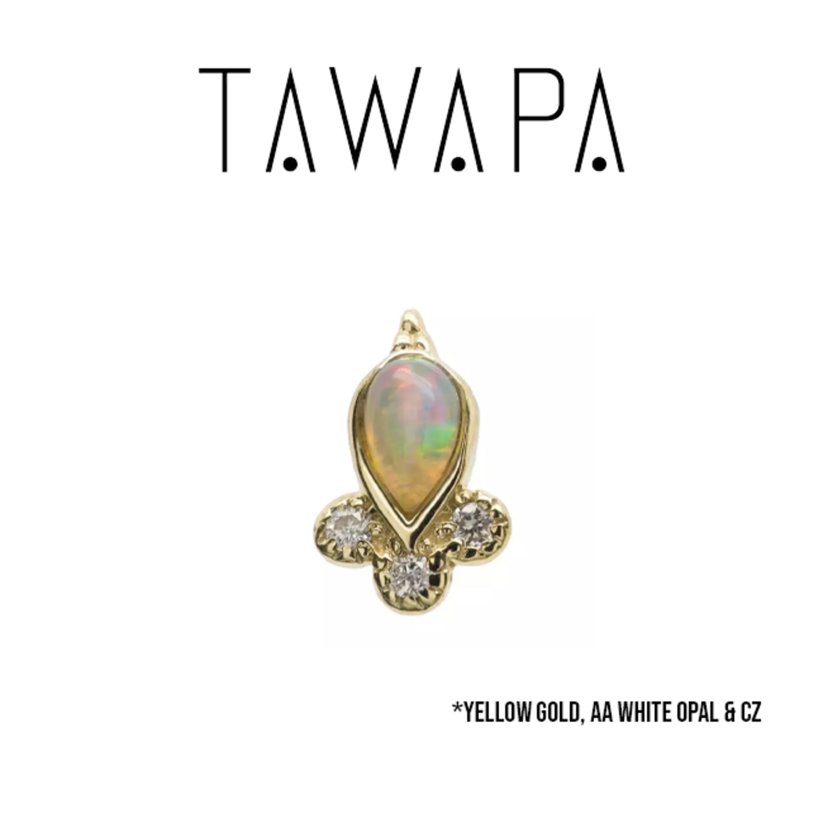Tawapa Tawapa "Comet" press-fit end with opal pear and CZ