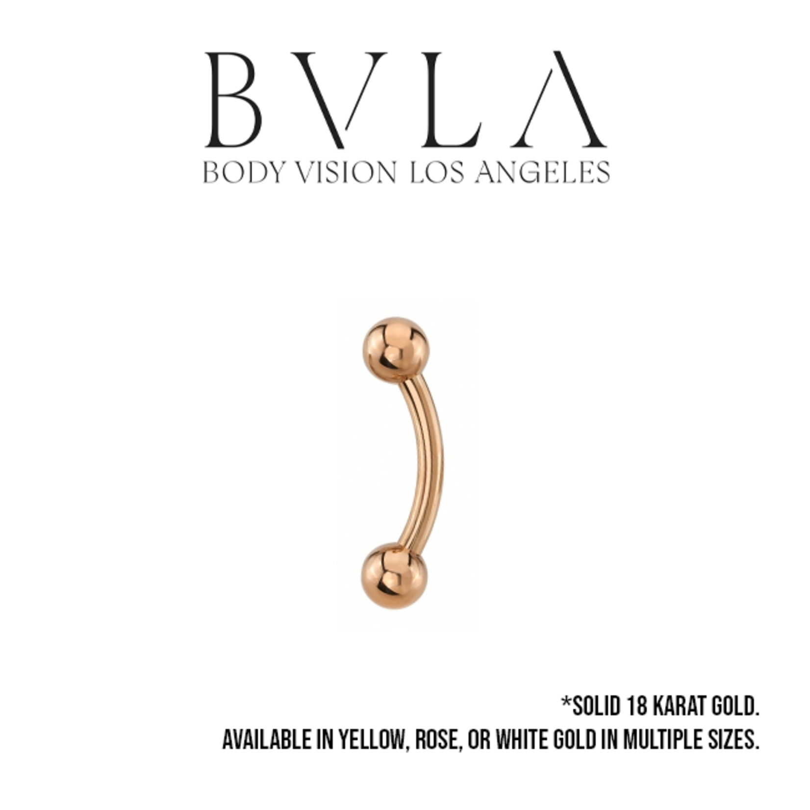 BVLA BVLA 16g curved barbell with 1/8 beads - one side fixed