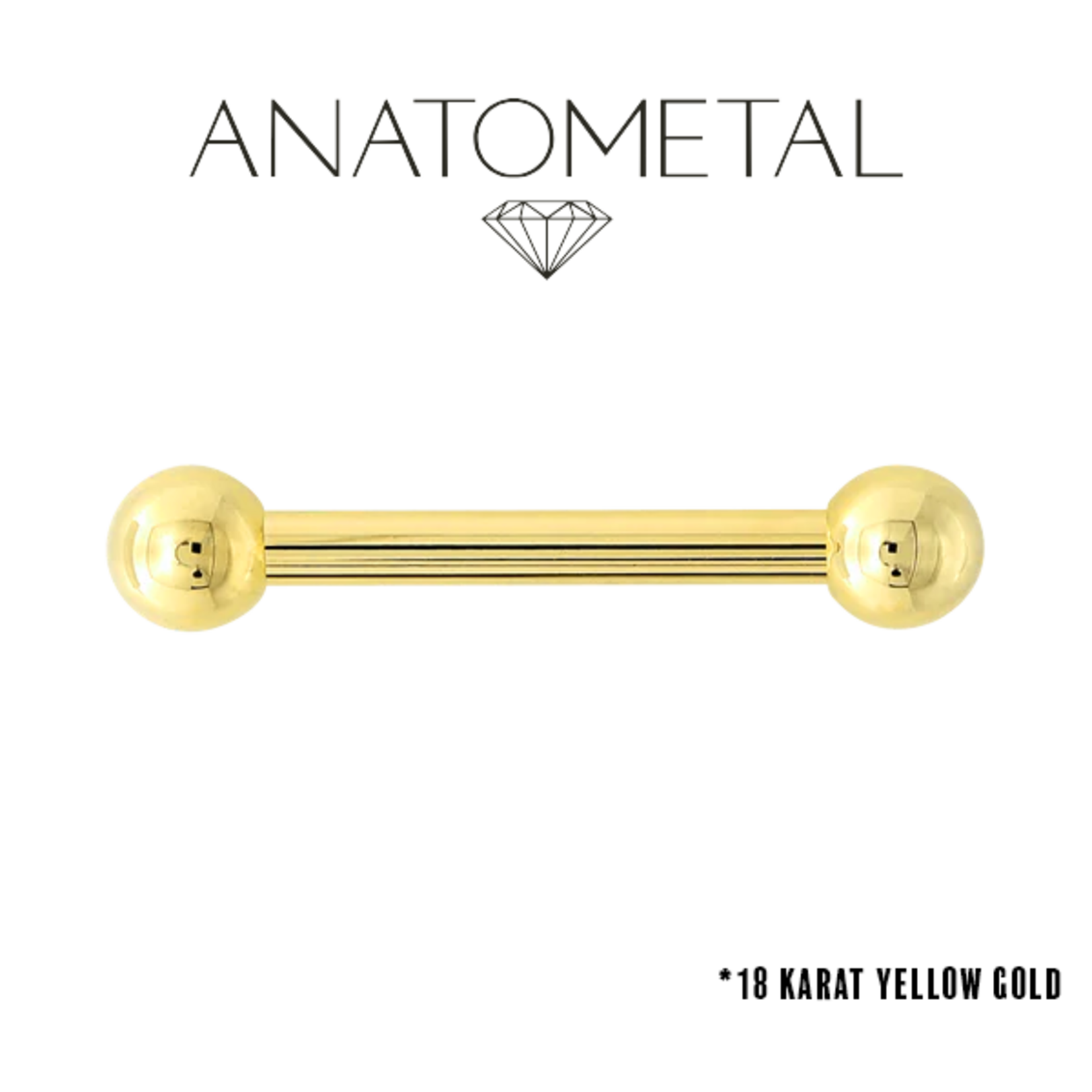 Anatometal Anatometal 12g gold barbell with 1/8 (3.0mm) beads
