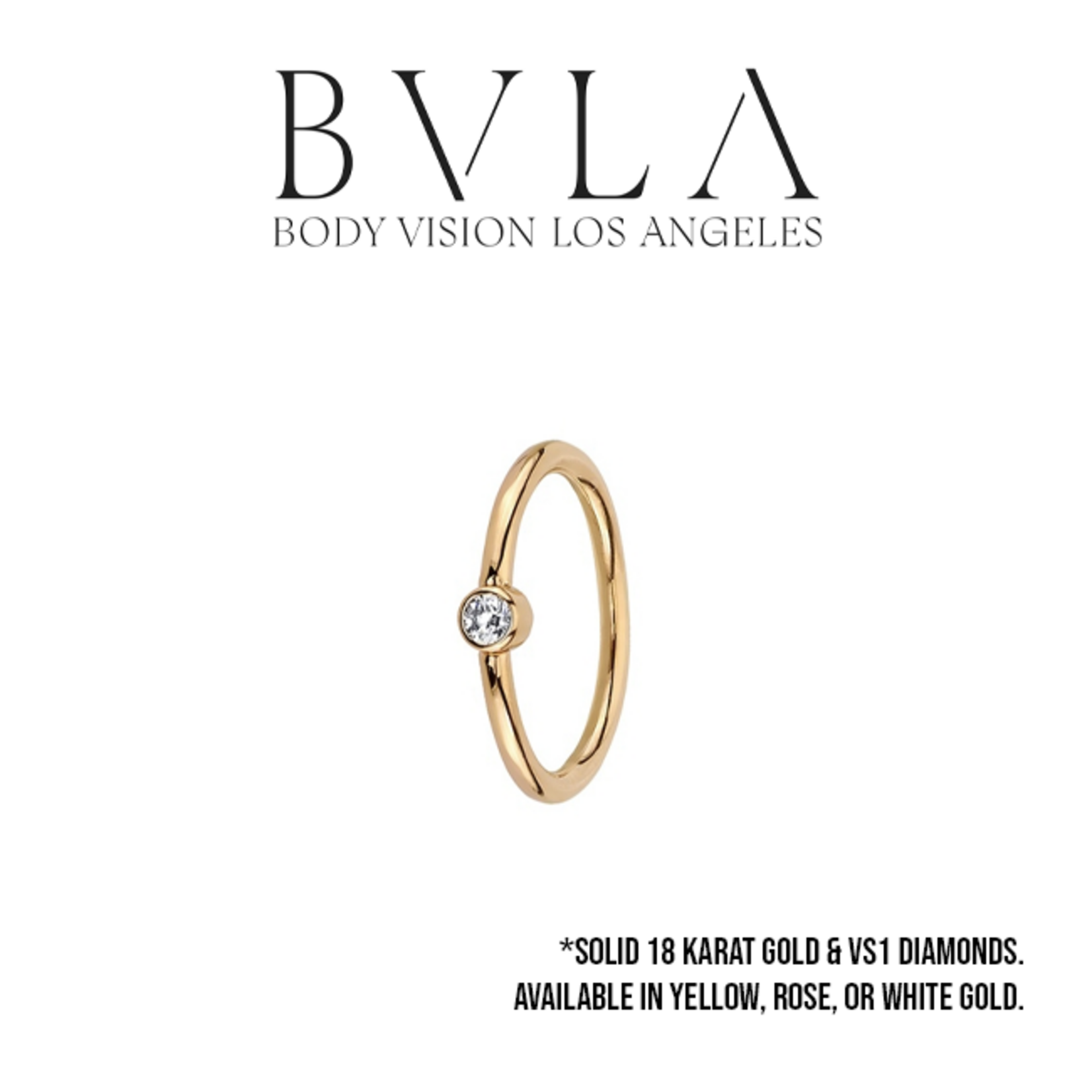 BVLA BVLA 18g "Fixed Bezel Ring" with 2.0mm VS1 Diamond