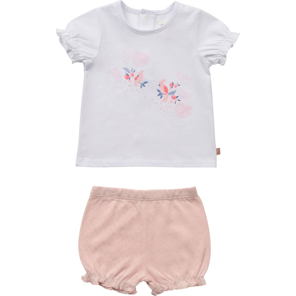 Carrément Beau Ens. Bloomer&T-shirt floral - Blanc&Rose