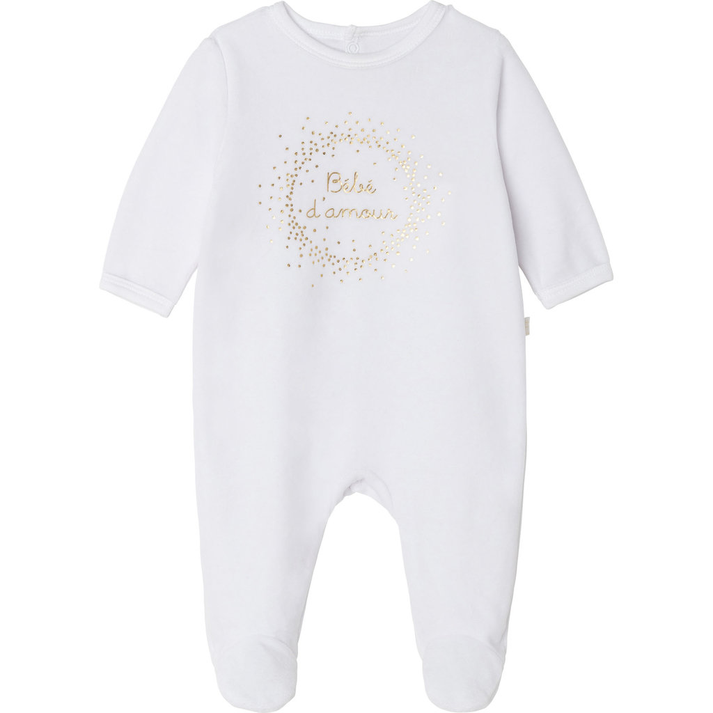 Pyjama Velours Bebe D Amour Blanc Or Charles Et Sofia Boutique Pour Enfants