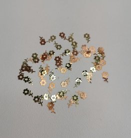 Fantaisie métallique doré - fleur avec tige - 50 unités