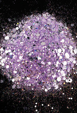 L'ONGLE-RIE MÉLISSA HOUDE Brillant lilac avec gros et petits hexagones argent - 1/4 oz