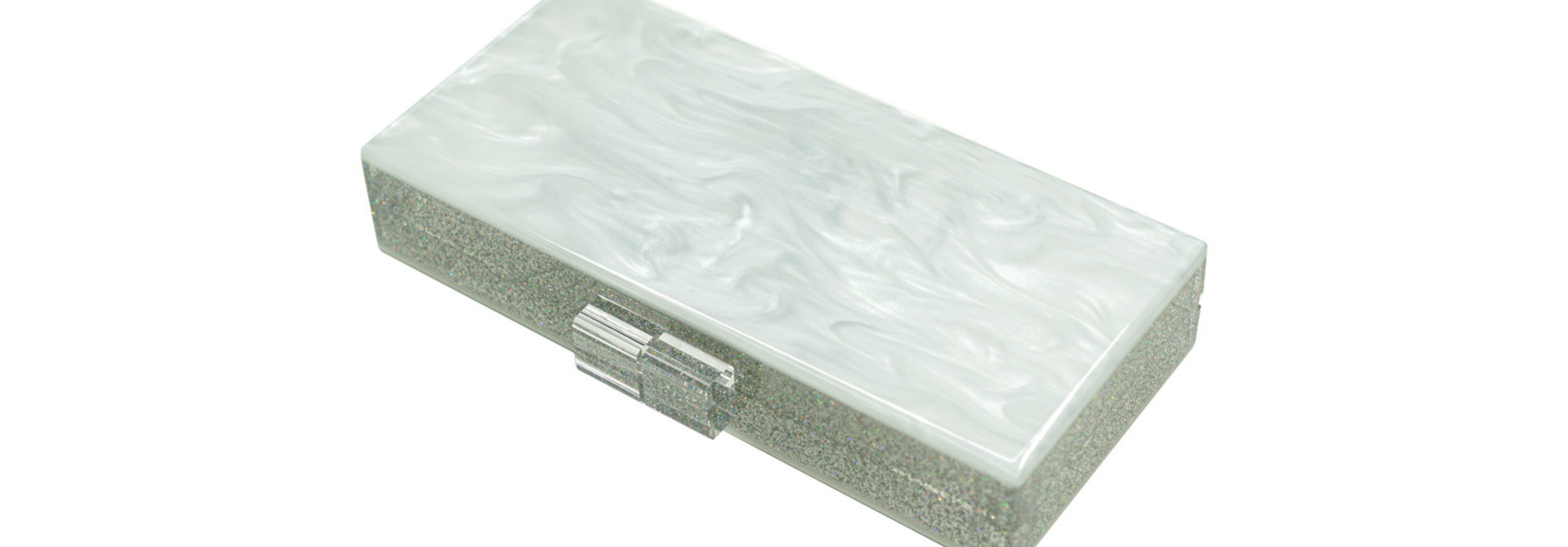 M24 Clutch, White w. Holographic Border