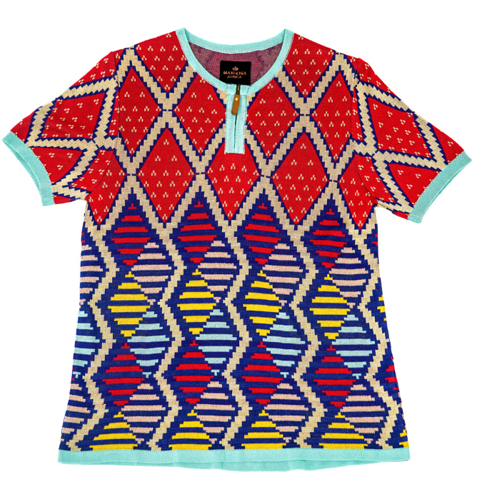 MMM KNIT HENLEY RED/ BLUE - The Shop In Pop Up Shop LLC