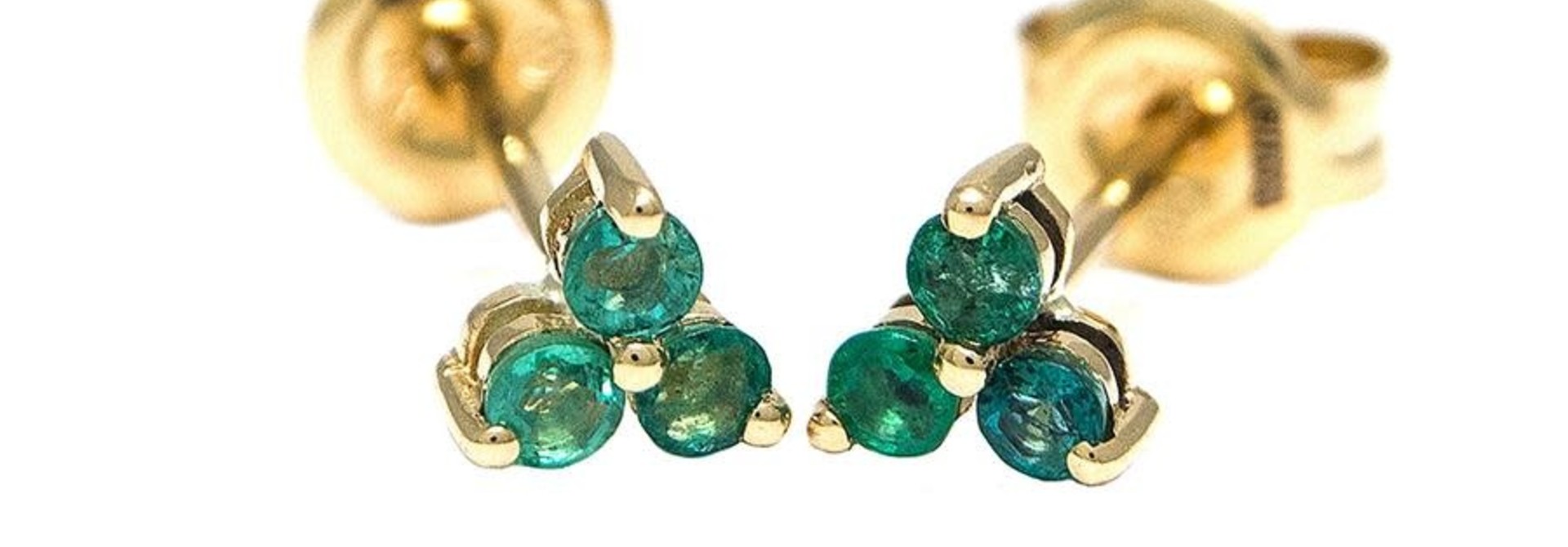 MMJ YELLOW GOLD EMERALD TRIO EARRINGS