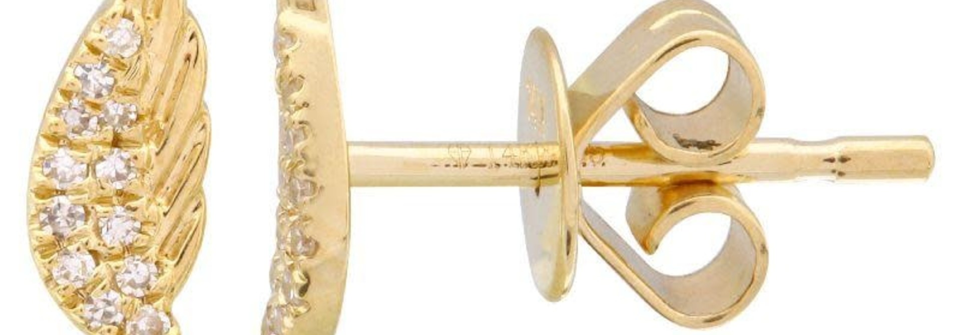 MMJ 14KT YELLOW GOLD DIAMOND WING EARRINGS