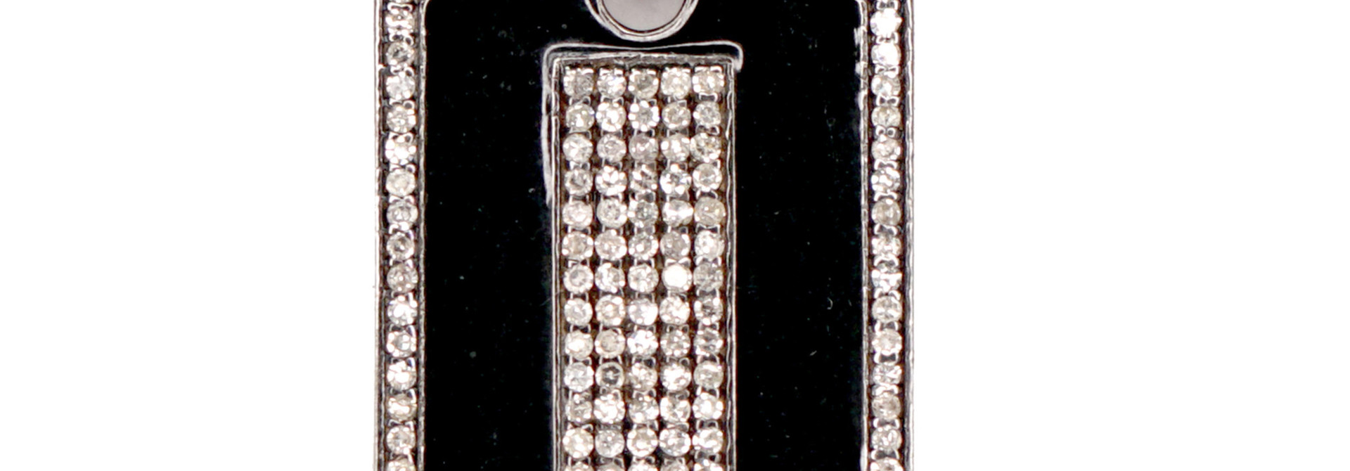 MMJ BLACK ENAMEL DIAMOND DOG TAG PENDANT