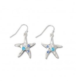Periwinkle Earrings, Silver Blue Crys Starfish