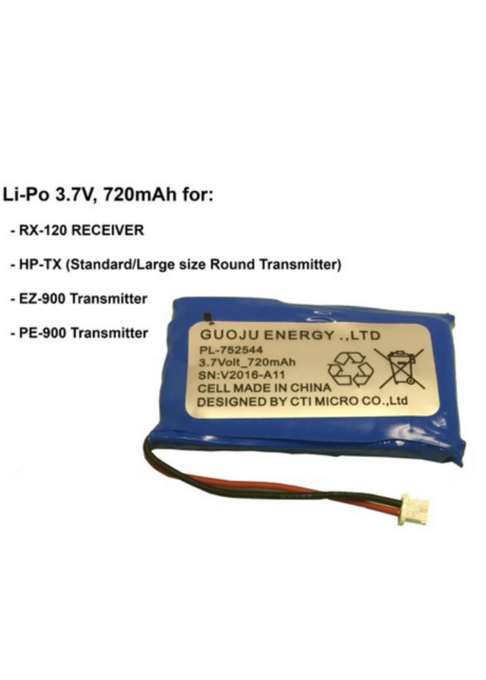 E-Collar Technologies Li-Po Battery 3.7V 720 mAH