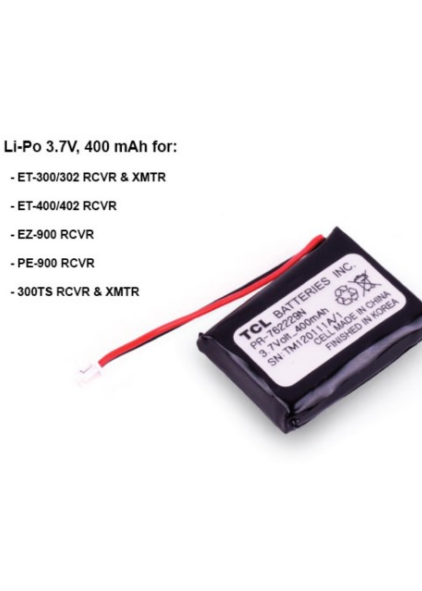 E-Collar Technologies Li-Po Battery 3.7V 400 mAH
