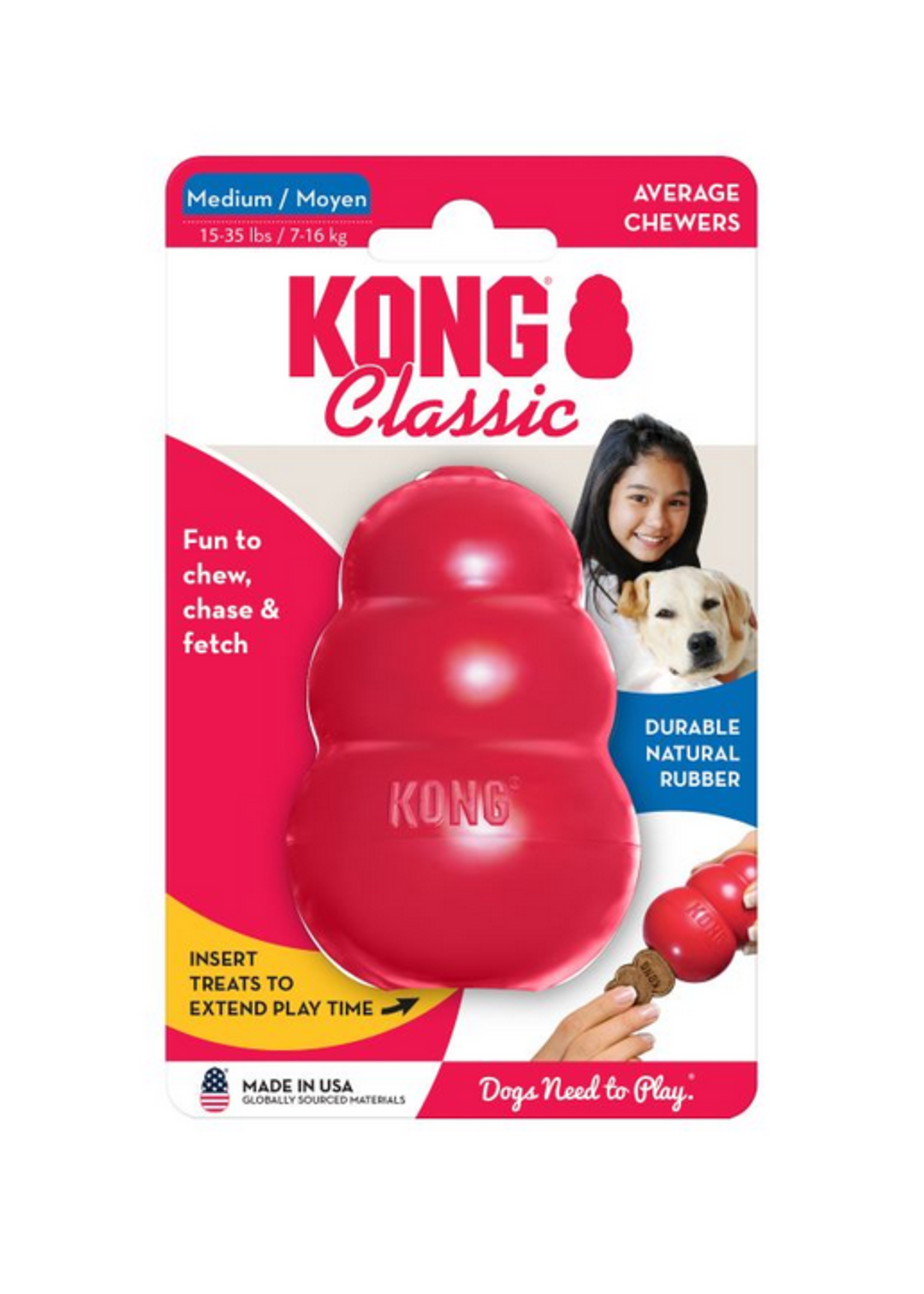 Kong Classic Dog Toy, Rubber Treat Dispenser 