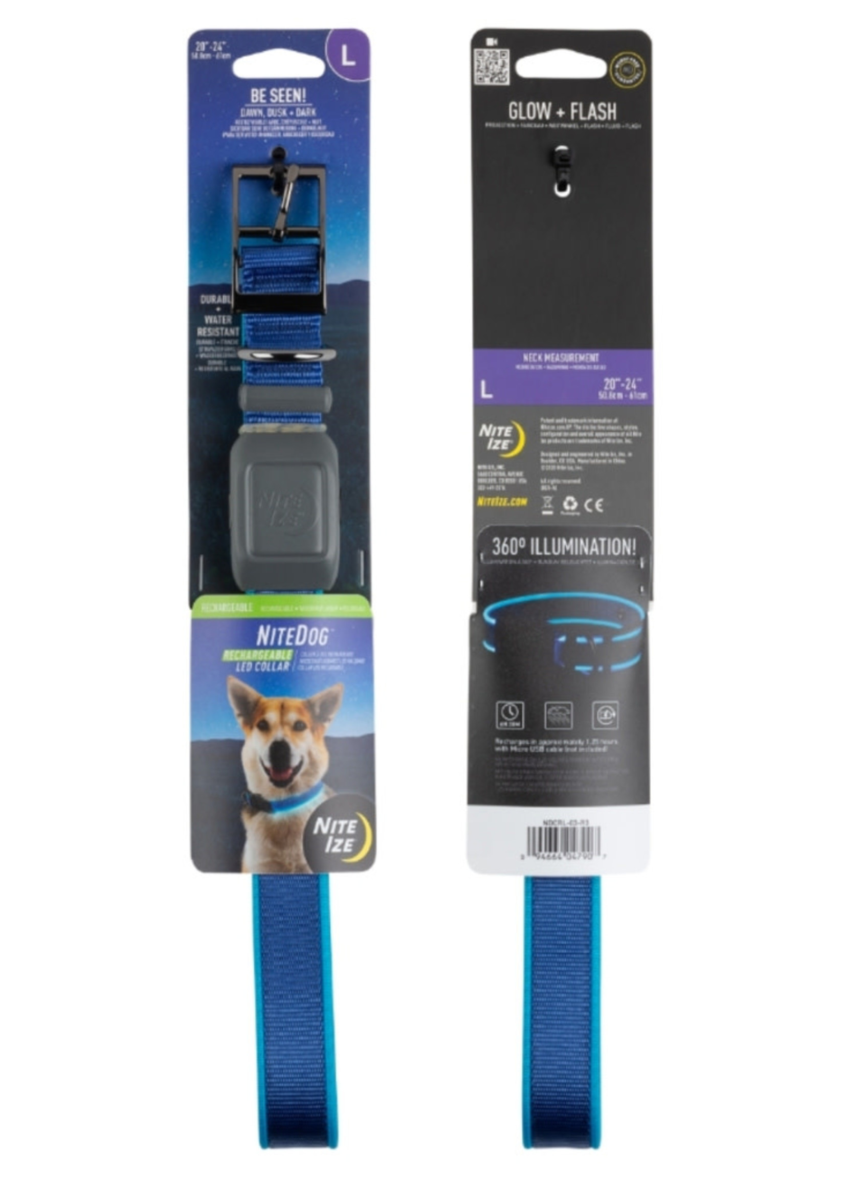 Nite Ize NiteDog Rechargeable LED Collar Blue Large