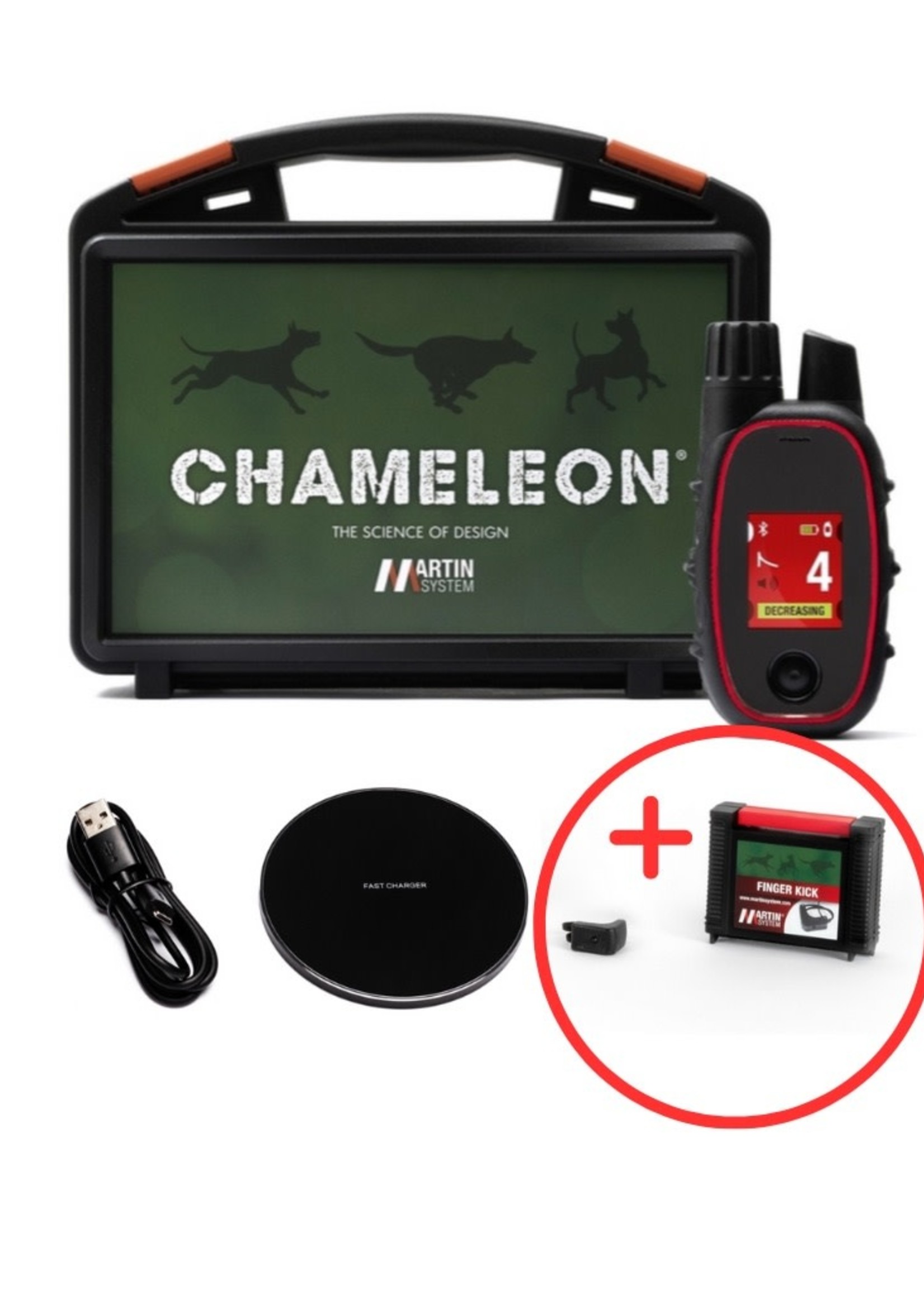 Chameleon® K9® Transmitter + Induction Charging Plate + Finger Kick