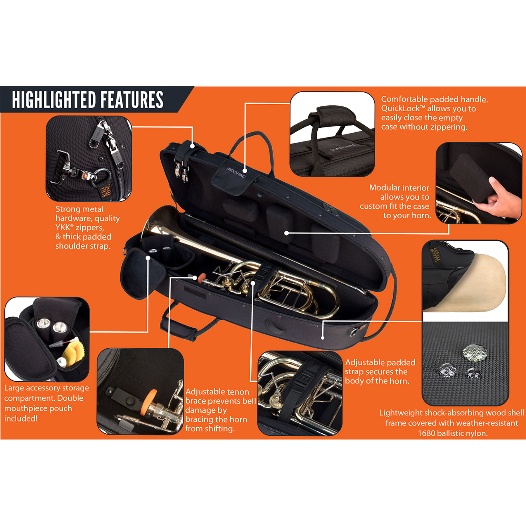 Protec IPAC Tenor Trombone case Horn Stash