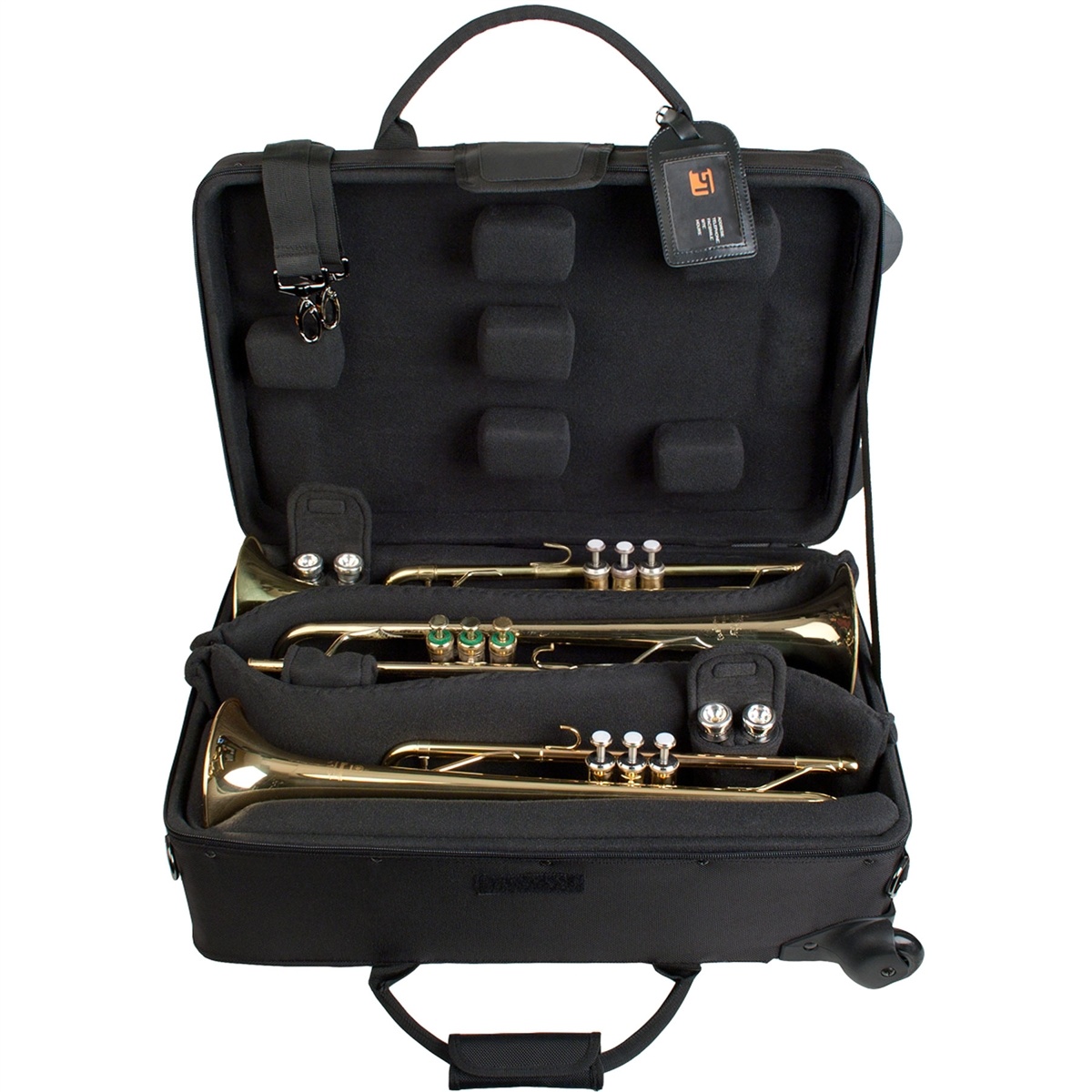 Protec IPAC Triple Trumpet Case with Wheels Horn Stash