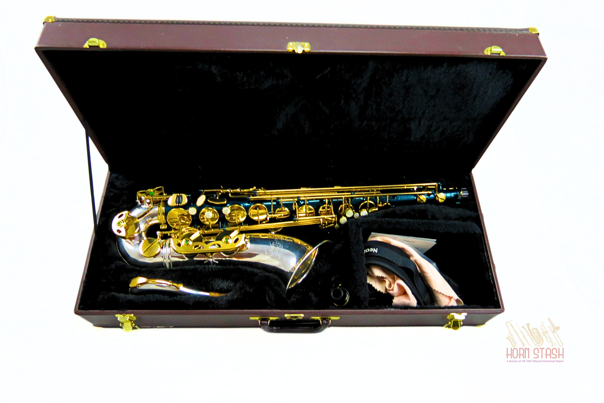 L.A. Sax Used LA Sax LA-800AT Teal & Silver Tenor Sax-2354XX