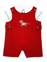 Marco and Lizzy Christmas Rocking Horse Boy Overall Set
