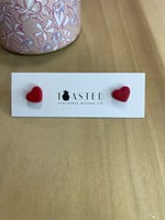 Toasted Pineapple Red Heart Studs