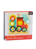 petit collage Busy Train Wood Twist Puzzle