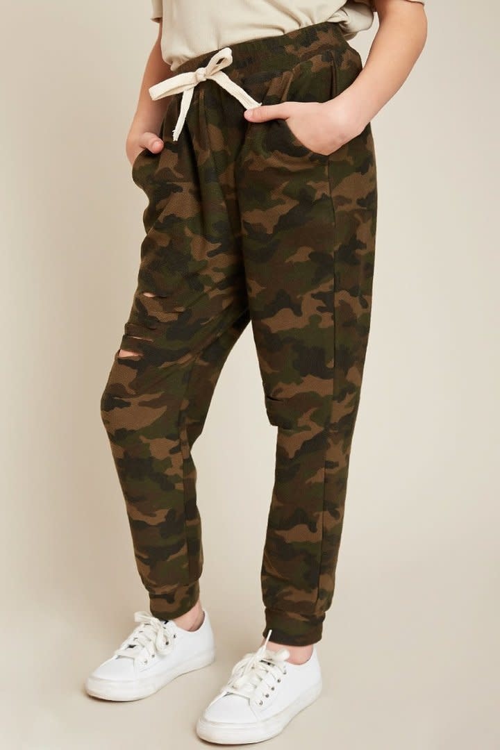camo distressed joggers