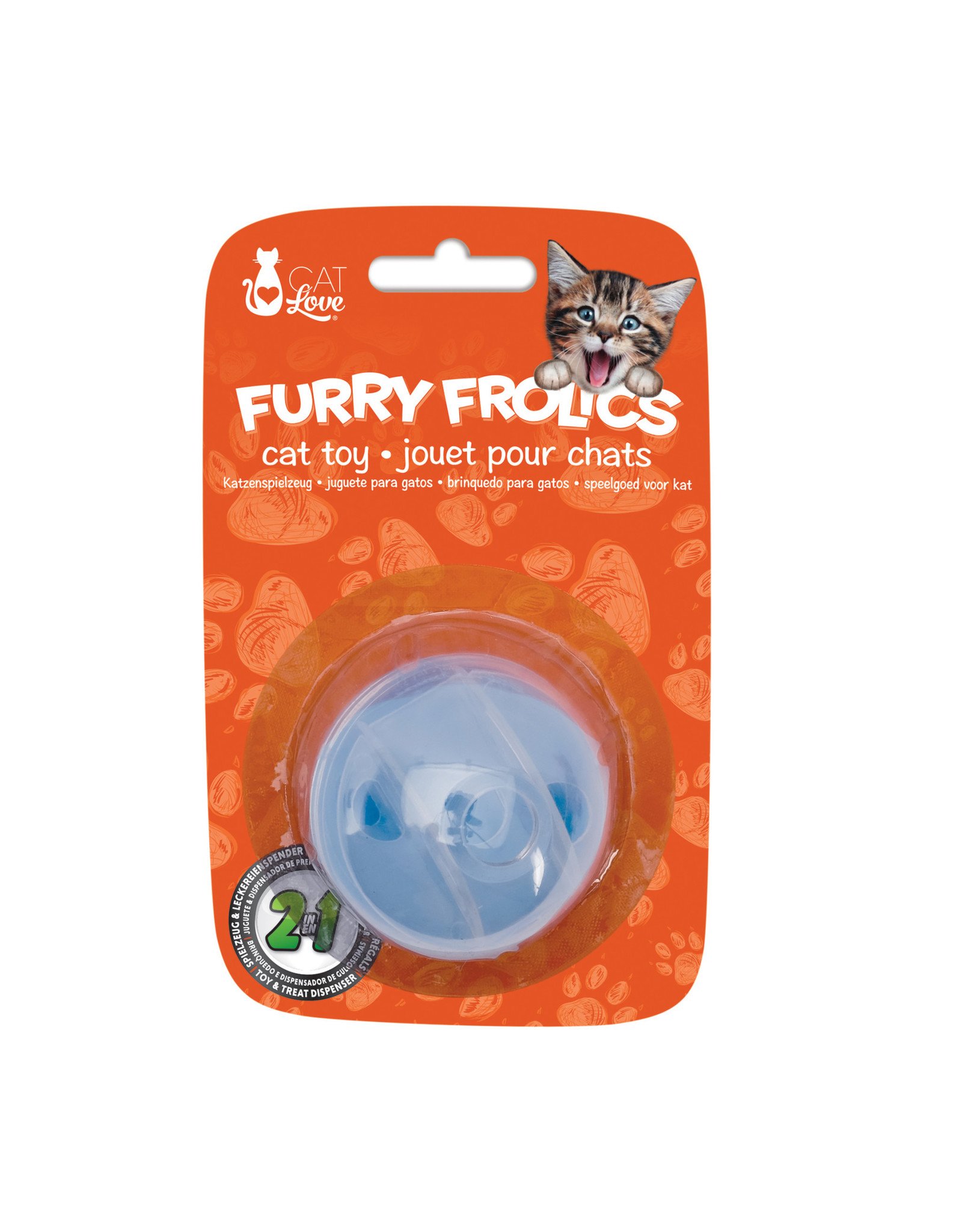 Cat Love Furry Frolics Blue Treat Ball