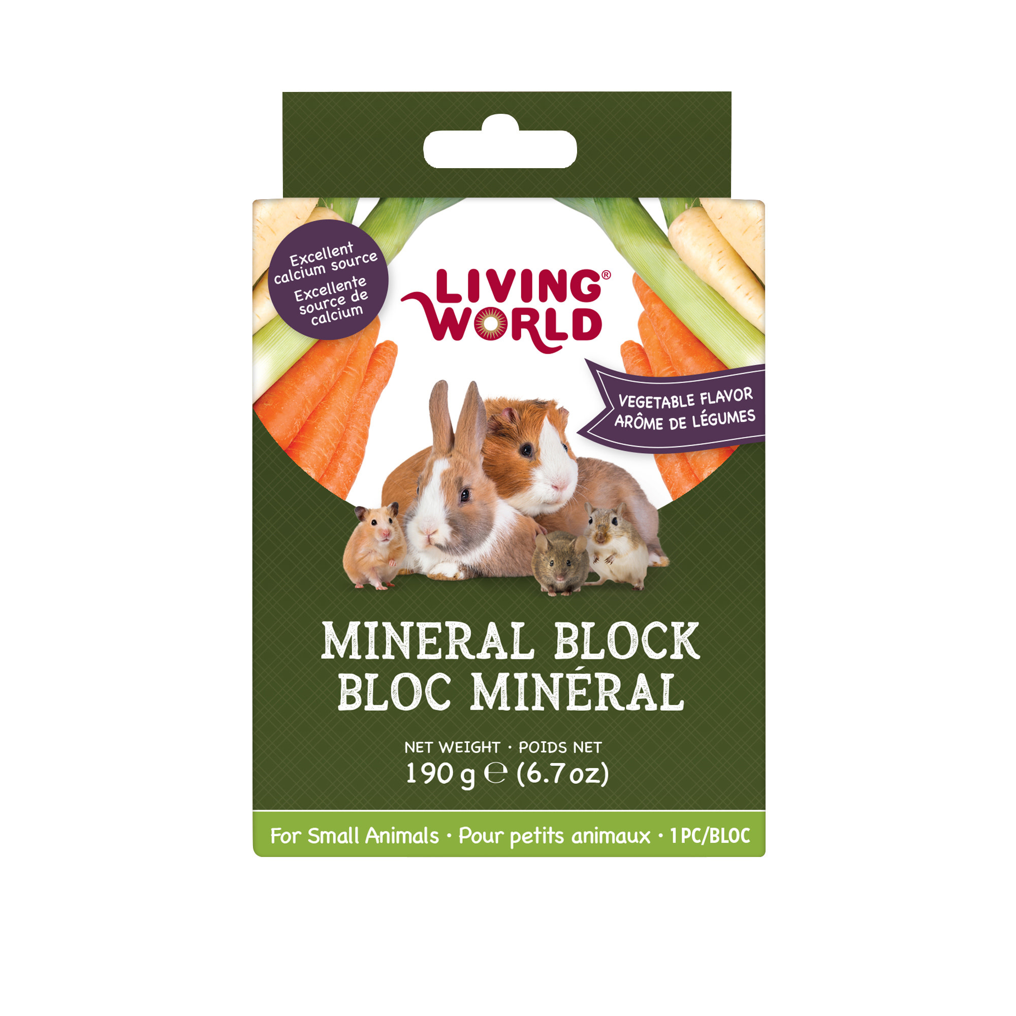 Living World Small Animal Mineral Block Vegetable Flavour Large 190g (6