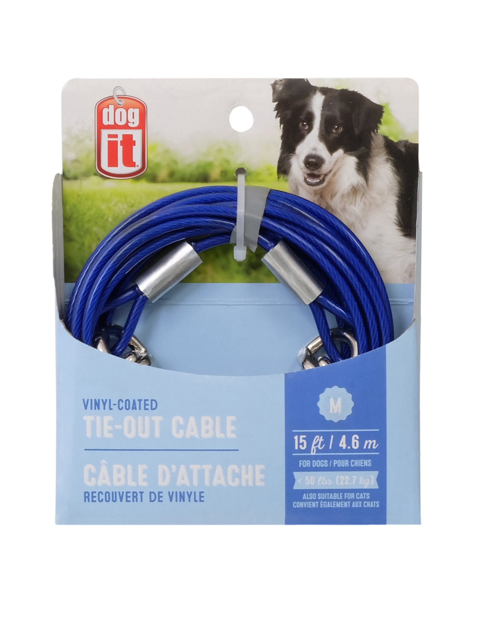DogIt Dog Tether Tie-out Cable Blue Medium 4.6m (15')