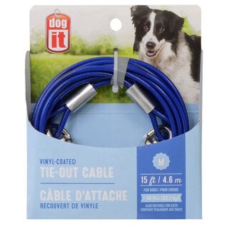 DogIt Dog Tether Tie-out Cable Blue Medium 4.6m (15')