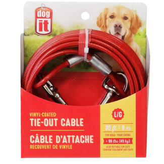 DogIt DogTether Tie-out Cable Red Large 9m (30')