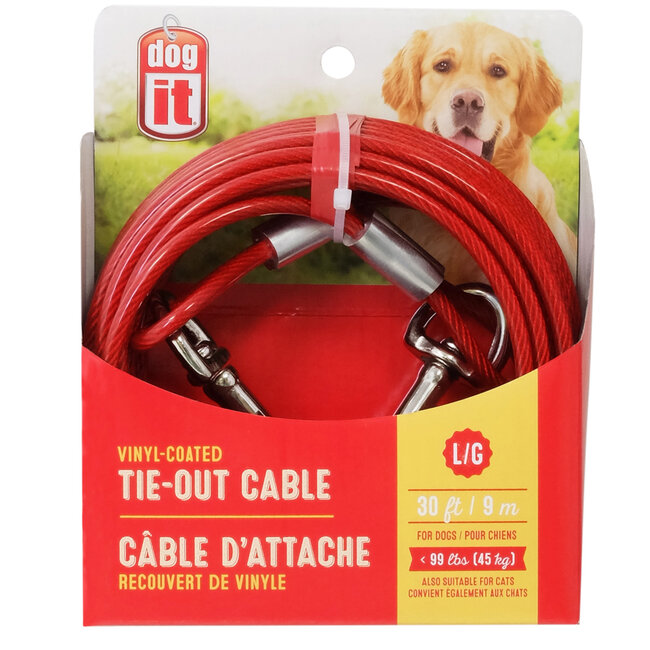 DogTether Tie-out Cable Red Large 9m (30')