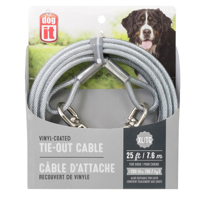 DogIt Tie-Out Cable Clear X-Large 7.6m (25')