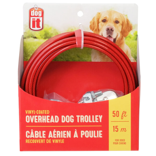 Overhead Dog Trolley Red 15m (50')