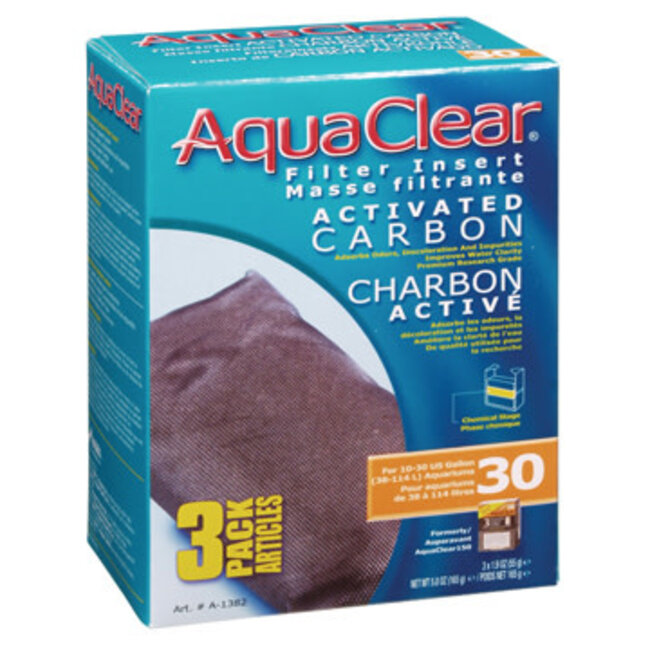 AquaClear 30 Activated Carbon Filter Insert 3 Pack 165g