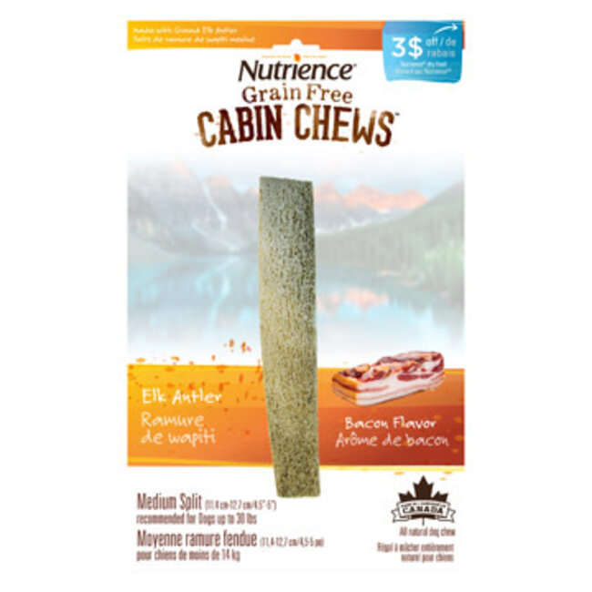 Nutrience Cabin Chew Elk Antler Med Split Bacon