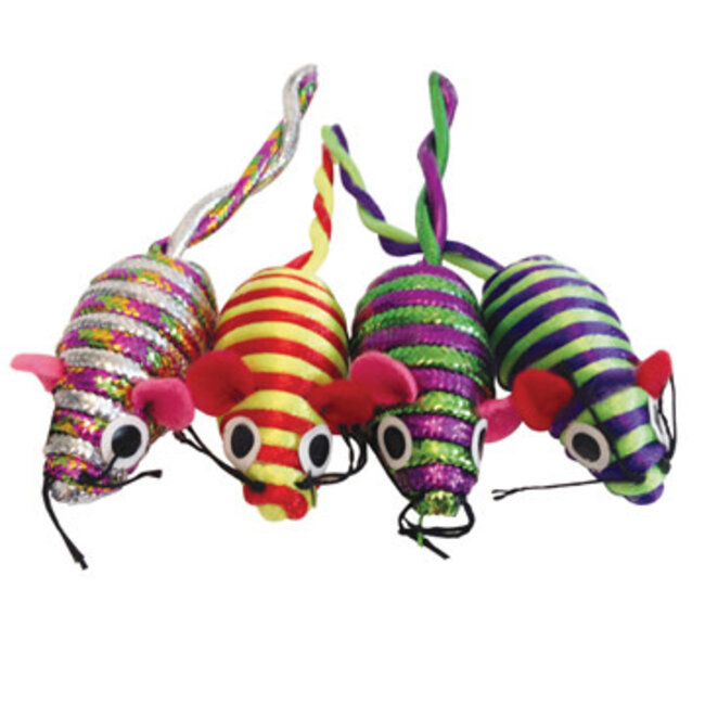 Furry Frolics Glitter Stripe Catnip Mice 4 Pack