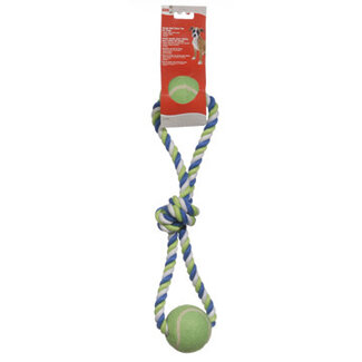 DogIt Knotted Rope Toy Multicoloured 2-Ball Looped Tug