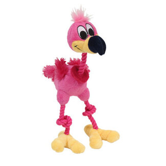 DogIt Pink Flamingo Plush Dog Toy with Squeaker