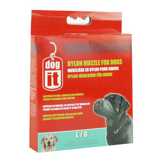 DogIt Nylon Dog Muzzle Black Large (18.5cm/7.3")